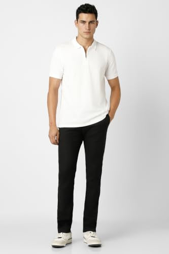 Men Black Textured Slim Fit Trousers