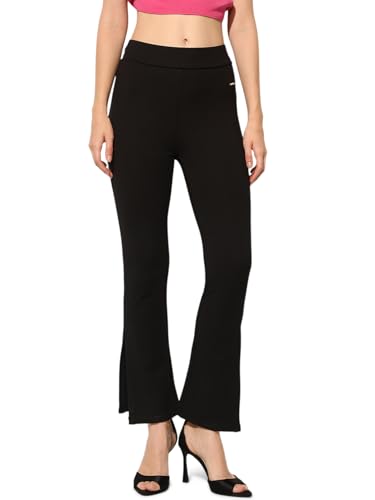 ONLY Women's Solid Skinny Fit High-Rise Black Leggings