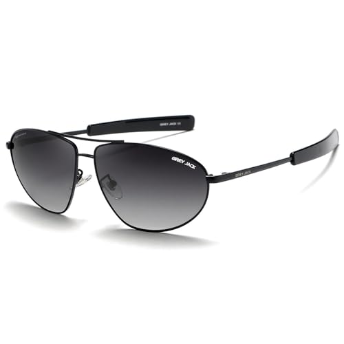 grey jack Cat Eye Polarized Sunglasses for Men Women,Metal Full Rim Eyewear for UV Protection 2402 Black Frame Double Black Lens