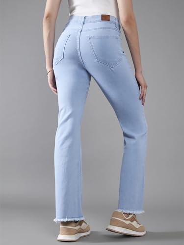 Miss Chase Women's Boot Cut High Rise Cropped Stretchable Denim Jeans (MCSS24DEN79-03-158-36, Light Blue, 36)