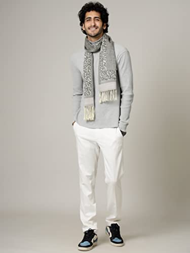 Ravaiyaa - Attitude is everything Men's Geometric Pattern Woolen Muffler Casual Winter Wool Muffler Scarf (Dark Grey)
