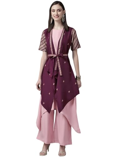 Ahalyaa Women's Polyester Kurta Sets (AHKUPZJK-COMBO-338_Purple