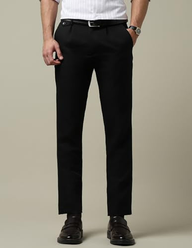 Arrow Men's Twill 1851 Pleated Trousers (ARAKTR2152_Black_30)