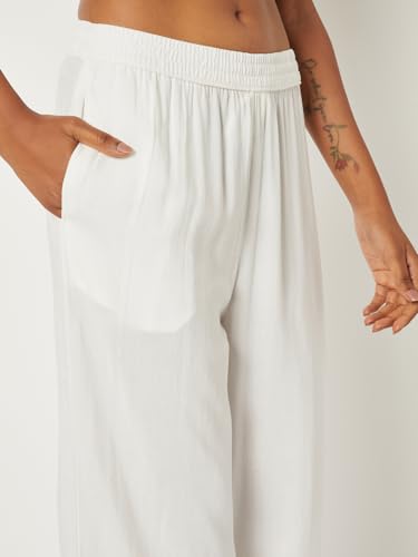 Max Women Embroidered Hem Palazzos (White_XXL)