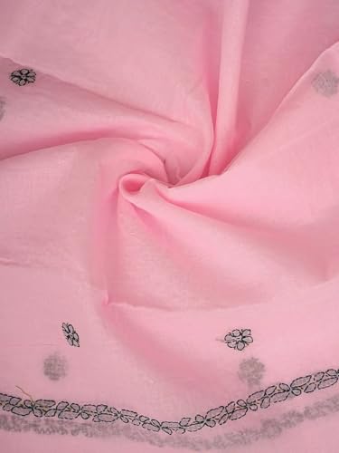 Ada Hand Embroidered Lucknowi Chikankari Unstitched Cotton Dress Material Suit Piece with Dupatta for Women 01A893879 Pink