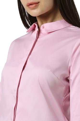 Van Heusen Women Pink Solid 3/4th Sleeves Formal Shirt