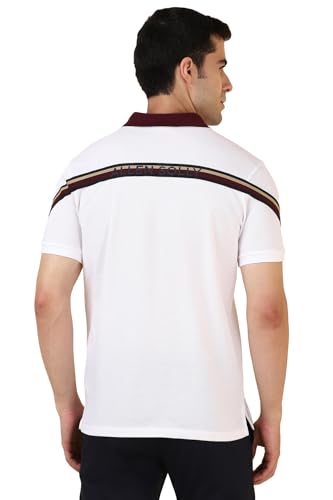 Allen Solly Men White Striped Polo Neck T-Shirt