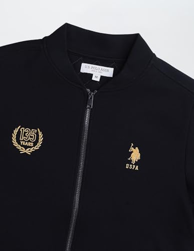 U.S.Polo Association Men's Brand Embroidered Varsity Theatre Zipper Sweatshirt (USSWS4346_Navy_M)