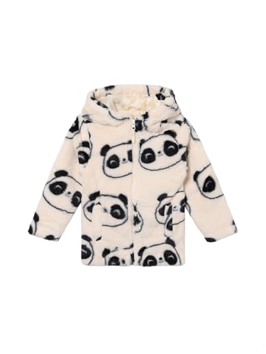 Max Girls Faux Fur Printed Hooded Jacket (Off White_2-3 Y)