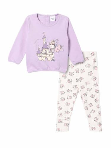 Max Girls Printed Leggings Set(Purple_6-12 M)