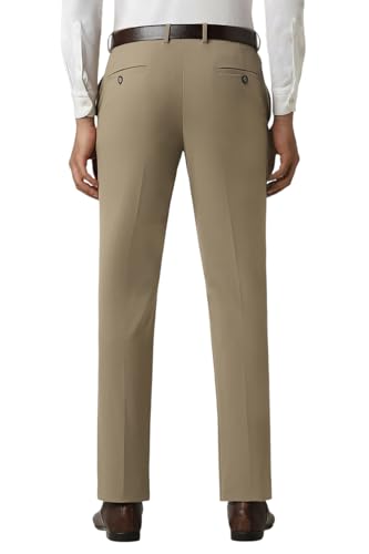 Men Beige Solid Trousers