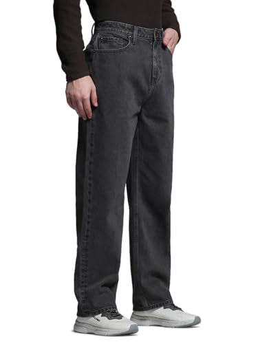 Jack & Jones Men Loose Fit High Rise Grey Denim Jeans