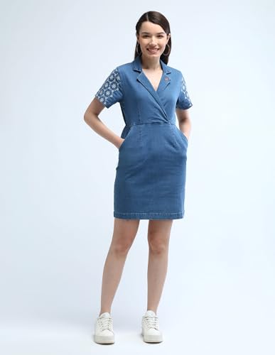 U.S. POLO ASSN. Embroidered Chambray Washed Dress (UWAW24DRS140_Blue_L)