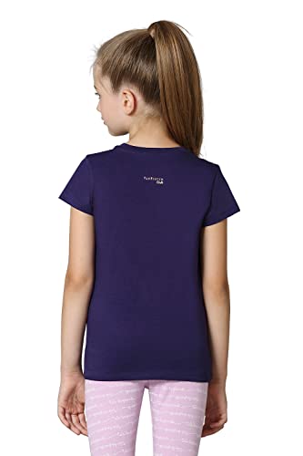 Van Heusen Girls 100% Cotton Relaxed Fit T-Shirt - - Ultra Soft, Round Neck, Short Sleeve_56405_Astral Aura_7-8 Years, Blue