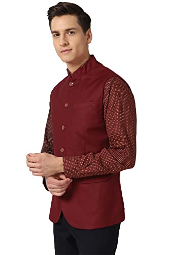 Peter England Men's Solid A-Line Coat (PINJOTLFQ58411_Maroon_M)