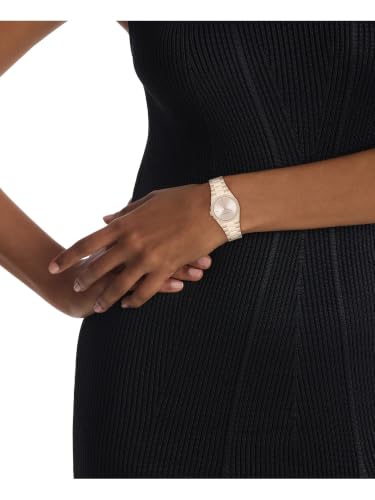 Calvin Klein Geometric Elegance Qtz Basic Slim Beige Gold Round Dial Women's Watch | Ionic Plated Beige Gold Steel Material | Bracelet Watch - 25100144