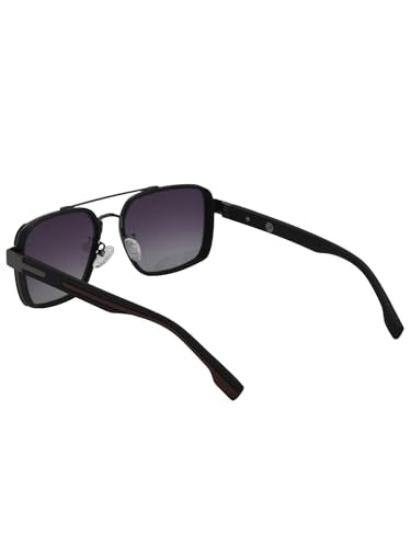 Carlton London Unisex Premium Metallic & Black Toned Grey UV with Polarized Lens Square Sunglass