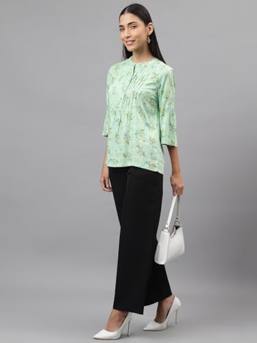 Latin Quarters Women Green Printed 3/4Th Sleeve Casual Tunic_XXL