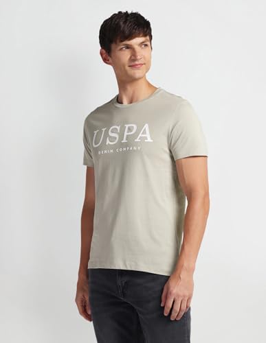 U.S. POLO ASSN. Mens Solid Half Sleeve Brand Carrier Round Neck T-Shirts (UDTSHS0900_LT. Grey_XL)