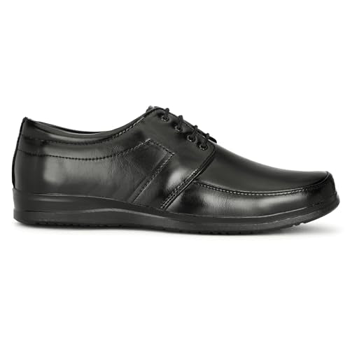 Leatherful Formal Lace-up Derby Shoes for Men | Full Grain Genuine Leather | PU Sole & Nappa Lining | Office | Party | Smart Casual (Black, UK Footwear Size System, Adult, Men, Numeric, Medium, 10)