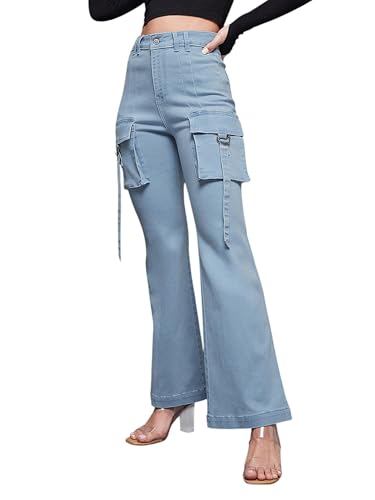 Miss Chase Women's Bootcut High Rise Clean Look Regular Stretchable Denim Jeans (MCAW25DEN62-55-446-34, Frost Blue, 34)