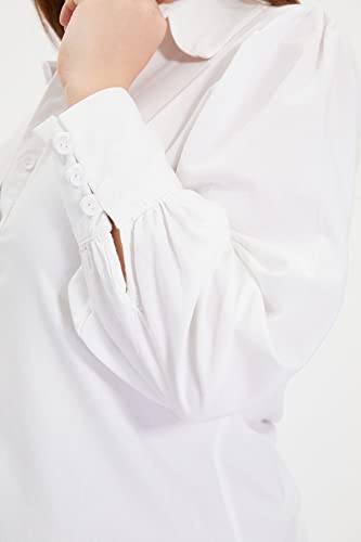 Trendyol Women Regular Basic Shirt Collar Woven Shirt, White, 42