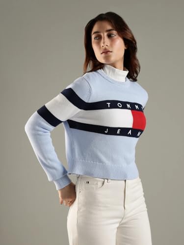 Tommy Hilfiger Women's Cotton Crew Neck Sweaters (F24JWSW090_Blue_2XS)