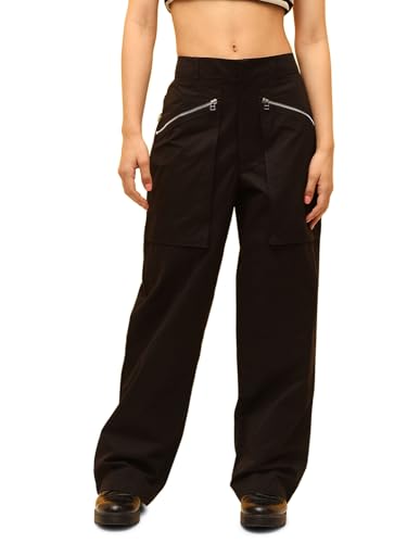 ONLY Women Regular Fit High-Rise Black Pants