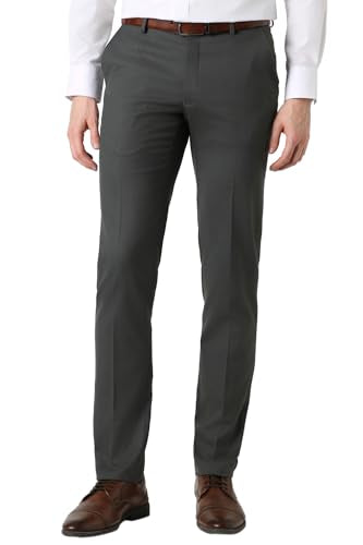Men Grey Solid Formal Trousers