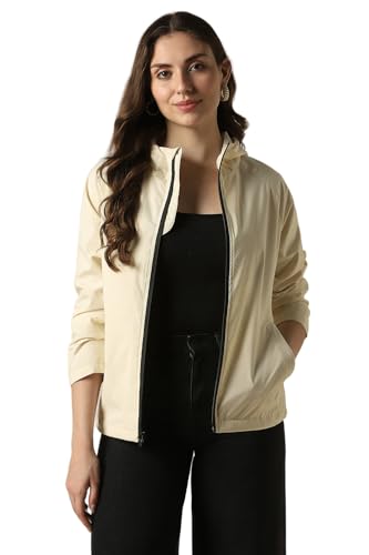 Women Beige Solid Casual Jacket