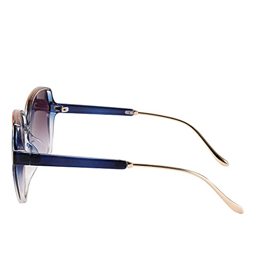 Karsaer Large Frame Oversized Jackie O Women Non-Polarized Sunglasses Butterfly Women Shades, Yellow & Blue