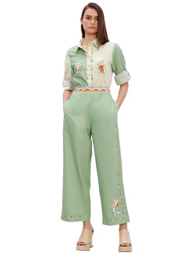 Vero Moda Women's Flared High Rise Green Pants