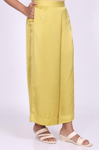 W for Woman Yellow Floral Printed Straight Kurta with Flared Pant and Dupatta Set - (WS13684-126969-M)