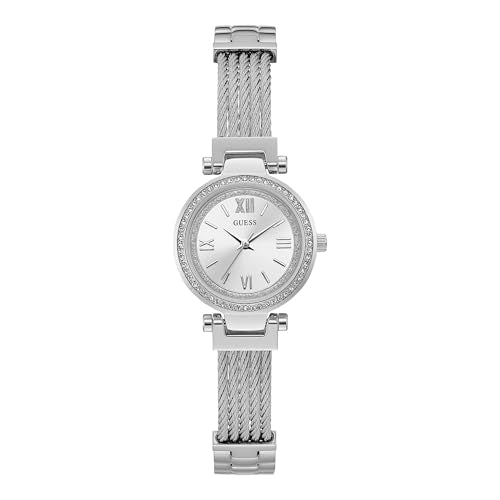 Guess Women Quartz Stainless Steel Analog Casual Watch, Color:Silver Dial-Toned (Model: U1009L1), Silver Band