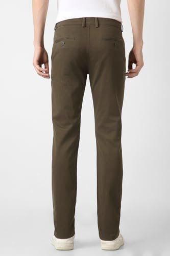 Men Brown Solid Smart Slim Fit Trousers