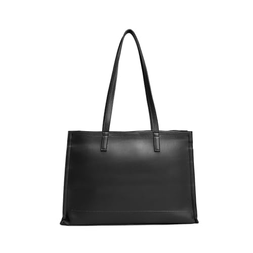 Fastrack Chic Spacious Laptop Tote Bag for Women | Stylish Casual Bag for Ladies, Women, Girls | College, Work Bag Made of High-Quality Faux Leather (Black)