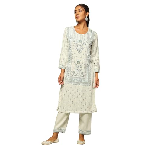 Rangriti Women's Acrylic Kurta Set (WNTRWR20200AW24GRY_Grey
