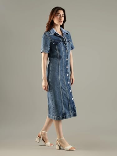 Lyocell Spread Collar Lace Dress