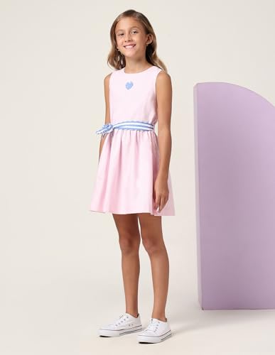 U.S. POLO ASSN. Girl's Cotton Fit and Flare Mini Dress (UGSS25DRS230 Pink