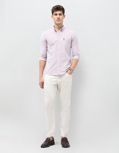 U.S.Polo Association Men's Vertical Striped Oxford Shirt (USSHT3401_Pink_46)