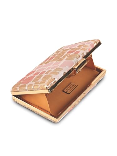 THE TAN CLAN Coral Sleek Clutch Bag for Women | Slim Evening Bag | Peach Colour | Party & Bridal Clutch Purse