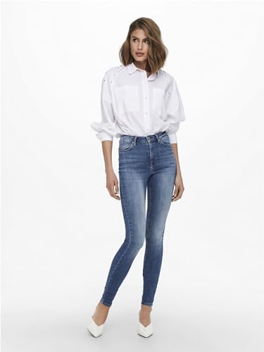 ONLY Women Washed Cotton Blend Skinny Fit Mid Rise Blue Jeans