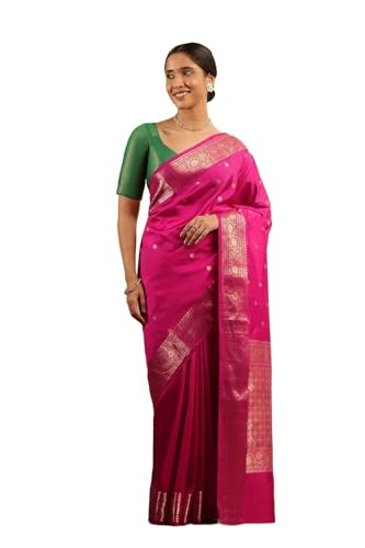 Taneira Women Dark Pink Silk Viscose Woven Saree With Unstitched Blouse Piece (SHG08H00224-Dark Pink)