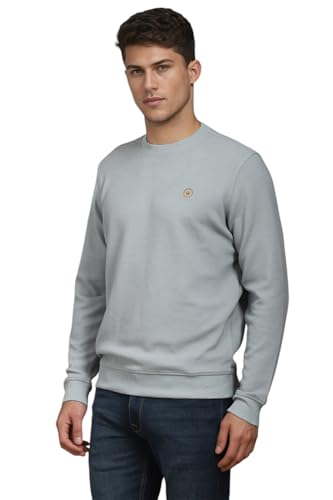 Louis Philippe Men Casual Grey Textured Sweatshirt