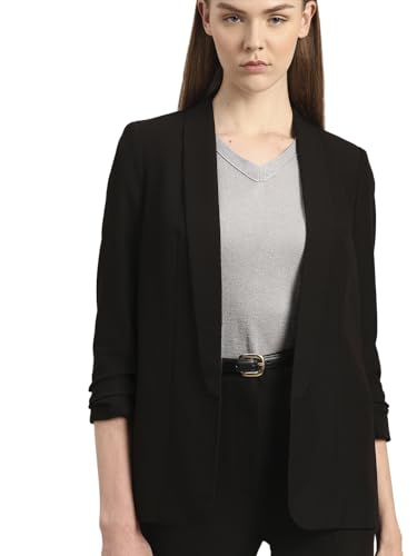 VERO MODA Womens Solid Single Breasted Blazer Black