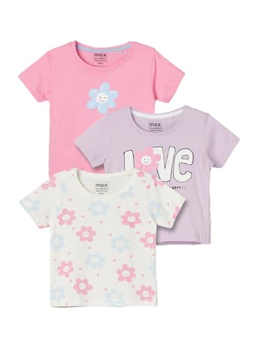 Max Girls Printed T-Shirt - Pack of 3 (Multicolour_12-18 M)