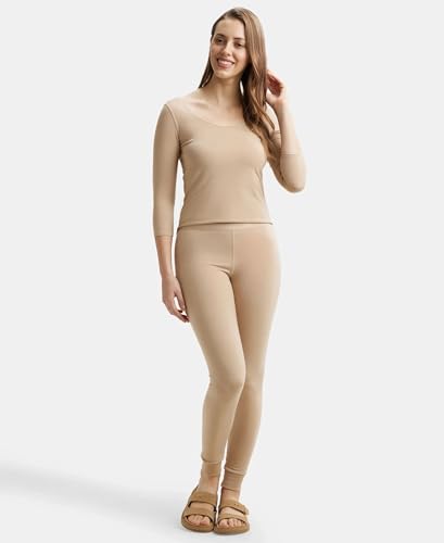 Jockey Women's Tailored Fit Polyester Leggings with Elasticated Waistband (2523_Skin_Large_Skin_L)