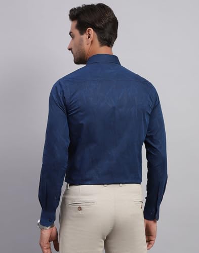 Monte Carlo Mens Regular Fit Full Sleeve Collar Shirt Navy Blue M