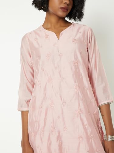 Max Women Embroidered Short Kurta Set(Pink_L)
