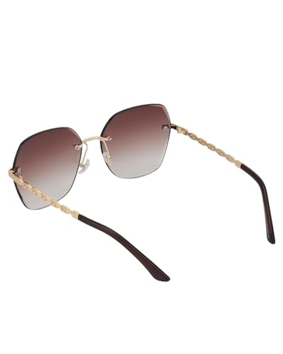 Carlton London Premium Gold with Brown Toned & UV Protected Lens Oversized Sunglass for women